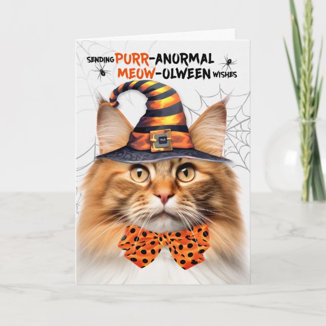 Red Tabby Norway Forest PURRanormal MEOWolween Helgkort (Framsida)