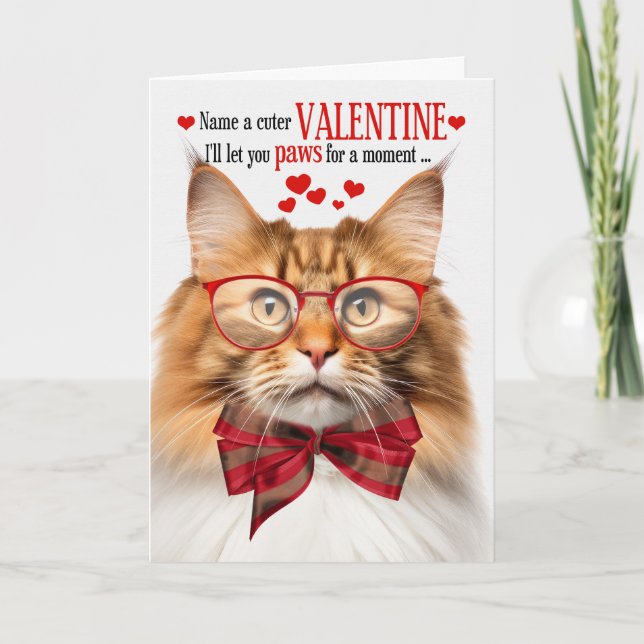 Red Tabby Wegie Cat Humor Alla hjärtans dag Helgkort (Framsida)