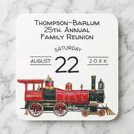 Red Tåg Family Reunion Fyrkantigt Klistermärke