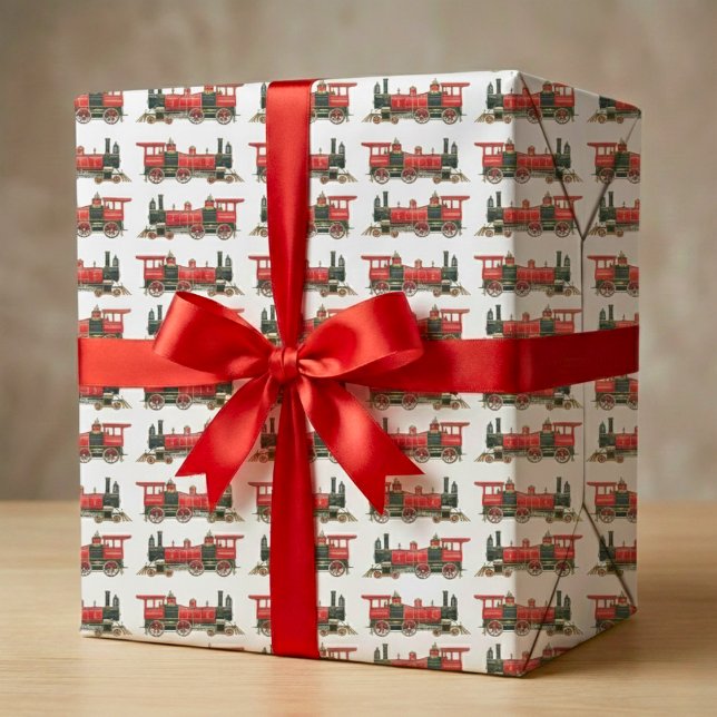 Red Tåg Presentpapper (Red Train Wrapping Paper)