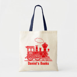Red tåg-ungar med namnet id bibliotek tote bag tygkasse