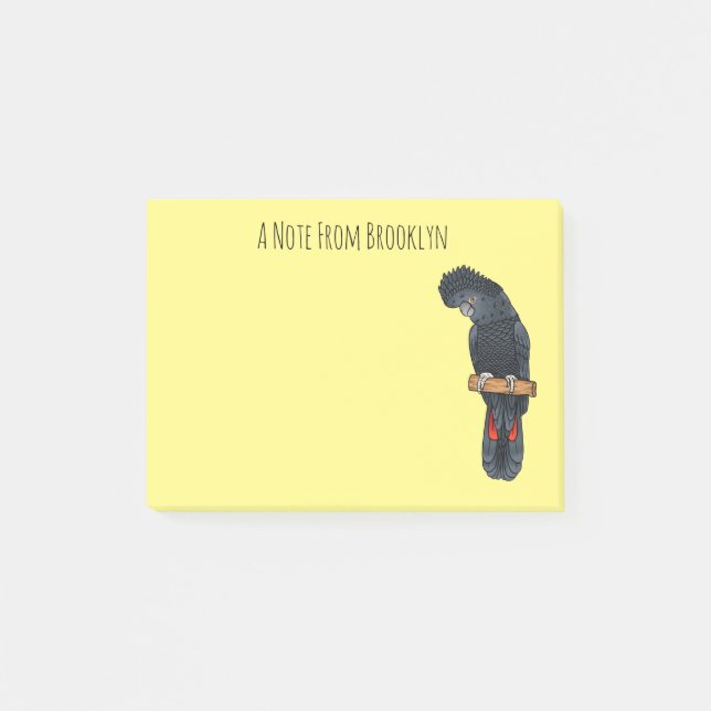 Red-tailed black cockatoo bird cartoon  post-it block (Framsida)