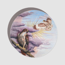 Red Tails Hawk Animal Guide Hex Sign Magnet