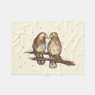 Red-Tails Hawk Birds i Snö jul Lovebird Fleecefilt