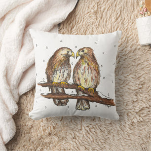 Red-Tails Hawk Birds Lovebird Watching Snö Kudde