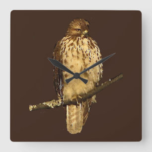 Red-Tails Hawk Clock Fyrkantig Klocka