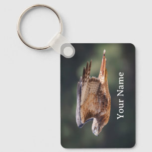 Red-Tails Hawk Keychain - lägg till ditt namn Nyckelring