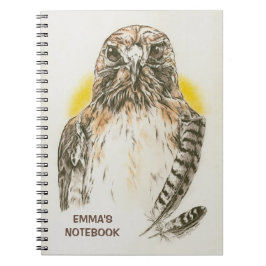 Red Tails Hawk med Feathers Art Anteckningsbok