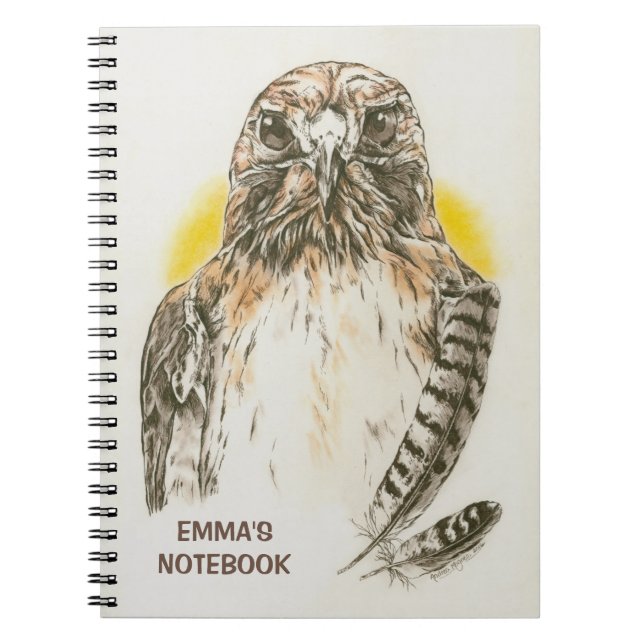 Red Tails Hawk med Feathers Art Anteckningsbok (Framsidan)