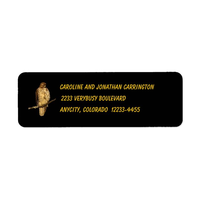 Red Tails Hawk Returadress Etikett (Framsidan)