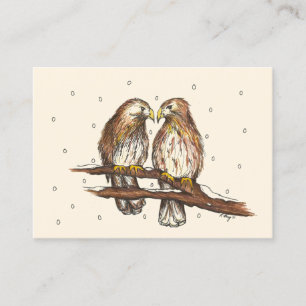 Red-Tails Hawks Love Bird Watching Snö Winter Visitkort