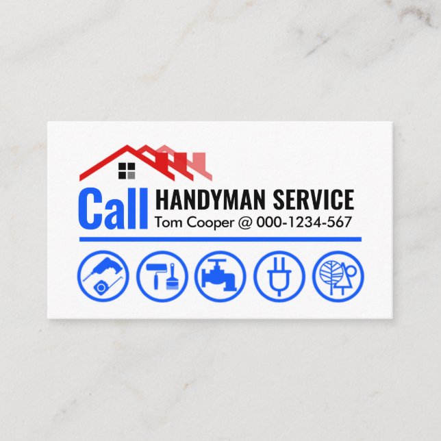 Red Tak Calling Handyman Service Visitkort (Framsida)