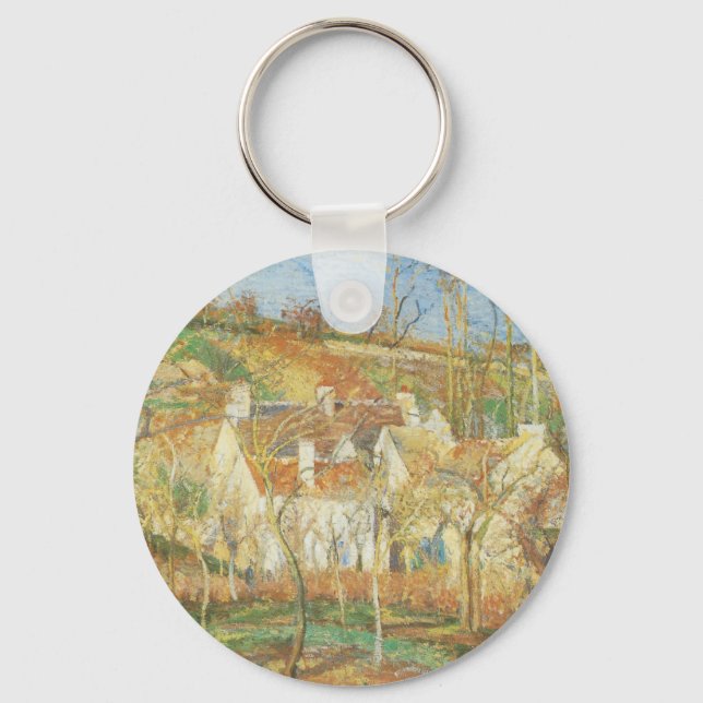 Red Tak, hörnet av byn, vinter av Pissarro Nyckelring (Framsida)