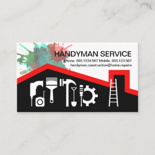 Red Tak Paint Splatter Handyman Verktyg Visitkort