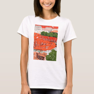 Red Tak Prag Czech Cityscape Papprare Collage Art T Shirt