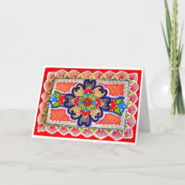 Red Talavera Painting Mexico Hälsning Kort