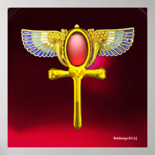 RED TALISMAN/ EGYPTIAN WINGANKH MED CORNUCOPIA POSTER