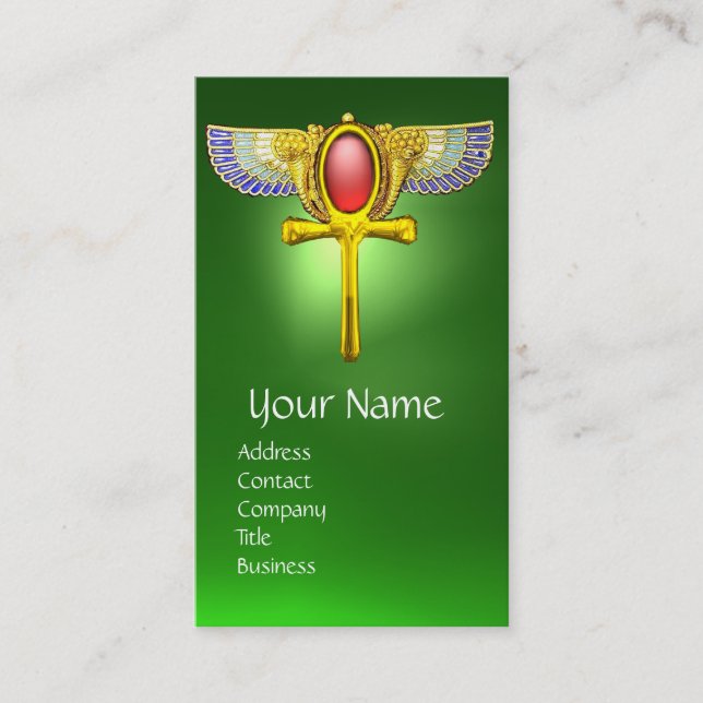 RED TALISMAN/ EGYPTIAN WINGANKH MED CORNUCOPIA VISITKORT (Framsida)