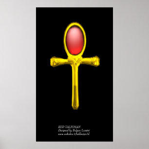 RED TALISMAN Guld Ankh egyptiskt evighetsliv Poster