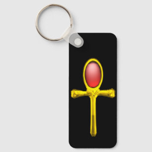 RED TALISMAN,GULD ANKH EInternal Life Symbol Nyckelring