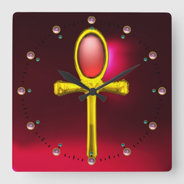RED TALISMAN ,Ruby Gemstones,Black Fyrkantig Klocka (Framsida)