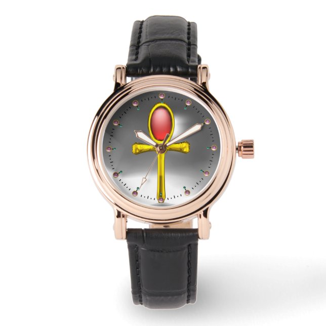 RED TALISMAN,Ruby Gemstones,Grått White Armbandsur (Framsida)