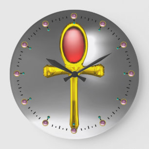 RED TALISMAN,Ruby Gemstones,Grått White Stor Klocka