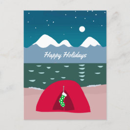 Red Tält Camper vid jul Helg Vykort