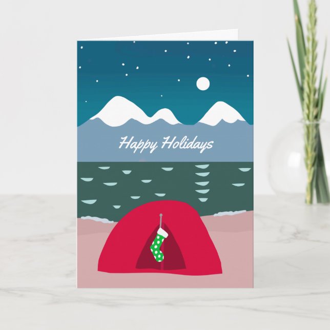 Red Tält med julklapp Helgkort (Framsida)