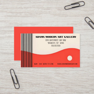 Red Tan Black Avant-Garde Modern Art Visitkort
