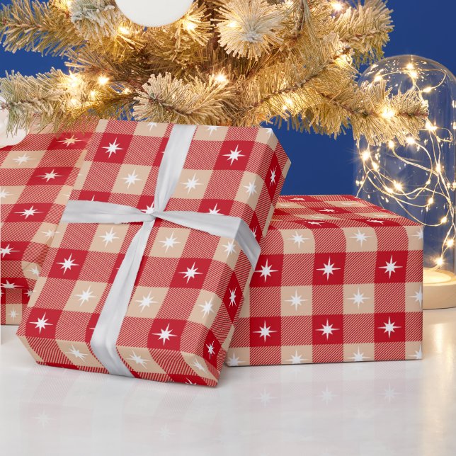 Red Tan Buffalo Play Land Rustic-jul Presentpapper (Helgdagar)