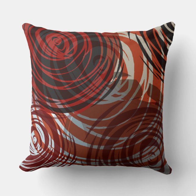 RED TAN SPIRAL DESIGN Retro Dekorativ kudde (Framsida)