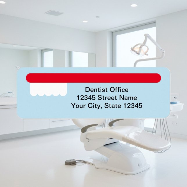 Red Tandborush logotyp tandläkarkontor returadress Etikett (dentist address labels)