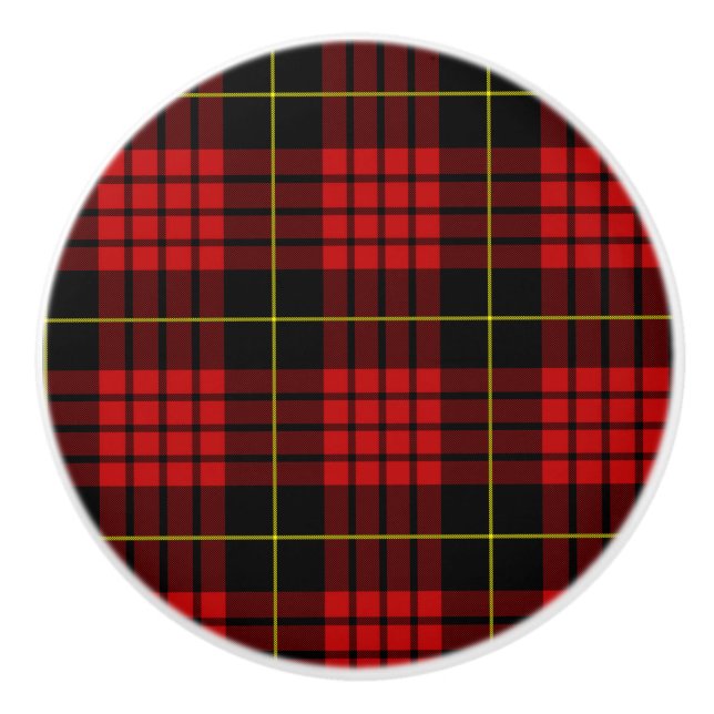 Red Tartan Ceramic Knob Knopp (Framsidan)