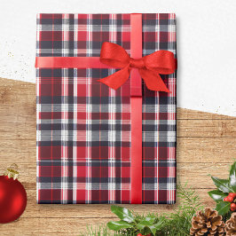 Red Tartan Check Play Patterned Snyggt jul Presentpapper