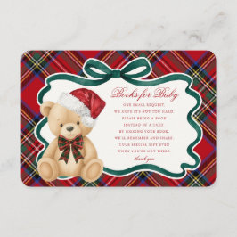 Red Tartan Christmas Bear Books for Baby Card Tilläggskort