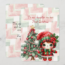 Red Tartan Daughter First Christmas Anteckningskort