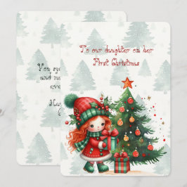 Red Tartan Daughter First Christmas Anteckningskort