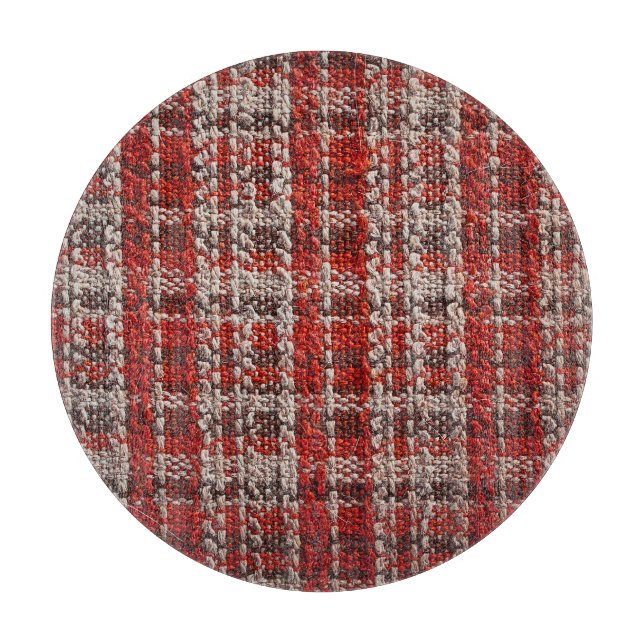 Red Tartan Fabric: Texturerad bakgrund (Framsidan)
