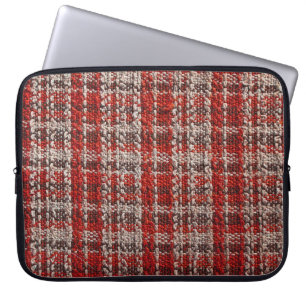 Red Tartan Fabric: Texturerad bakgrund Laptop Fodral