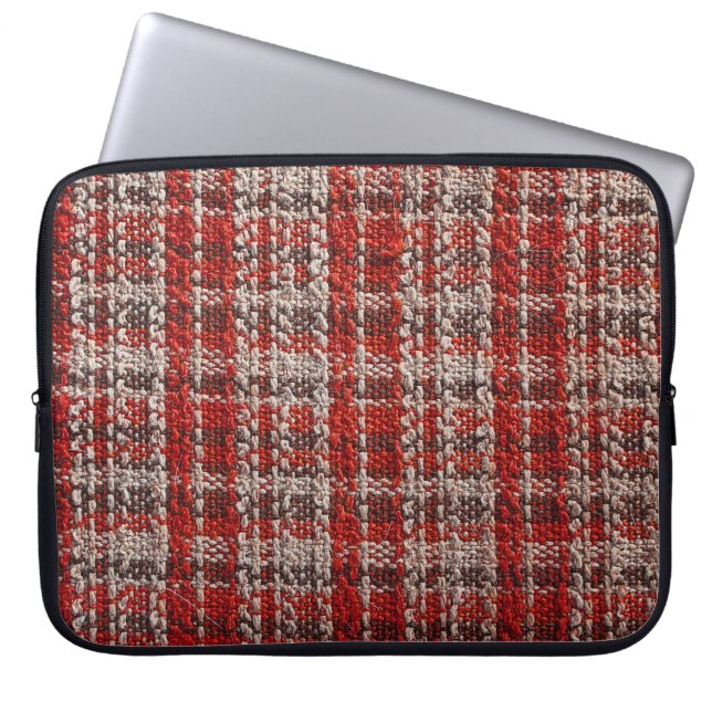 Red Tartan Fabric: Texturerad bakgrund Laptop Fodral (Framsidan)