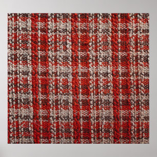 Red Tartan Fabric: Texturerad bakgrund Poster