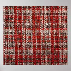 Red Tartan Fabric: Texturerad bakgrund Poster