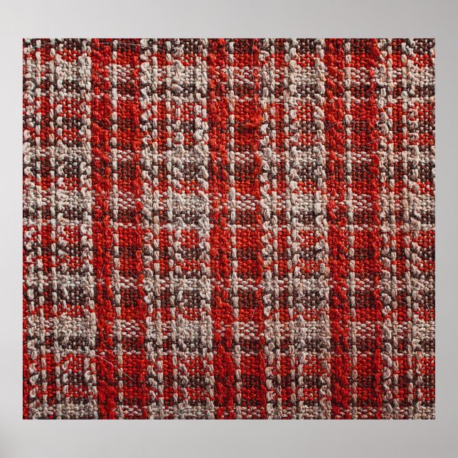 Red Tartan Fabric: Texturerad bakgrund Poster (Framsidan)