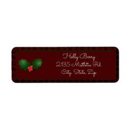 Red Tartan Holly Returadress Etikett