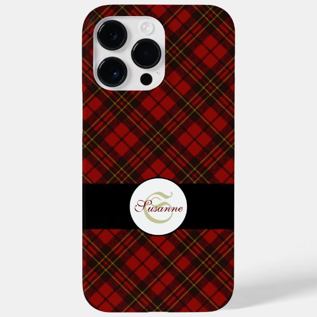 Red tartan jul mönster Personalize Monogram (Baksida)