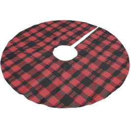 Red Tartan Julgran Base Cover Up Julgransmatta Borstad Polyester