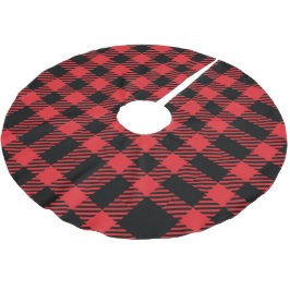 Red Tartan Julgran Base Cover Up Julgransmatta Borstad Polyester
