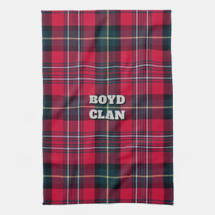 Red Tartan kökshandduk med texten