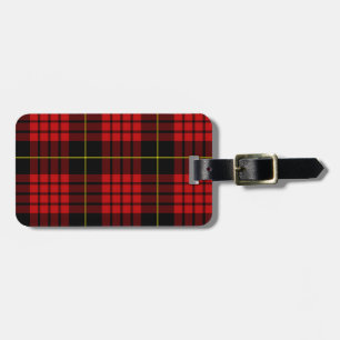 Red Tartan Luggage Tag med läderband Bagagebricka